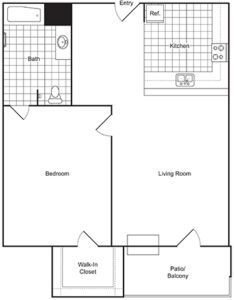 one Bedroom one Bathroom floorplan