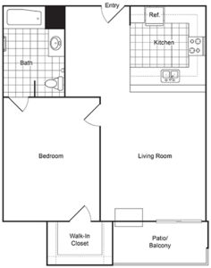 one Bedroom one Bathroom floorplan